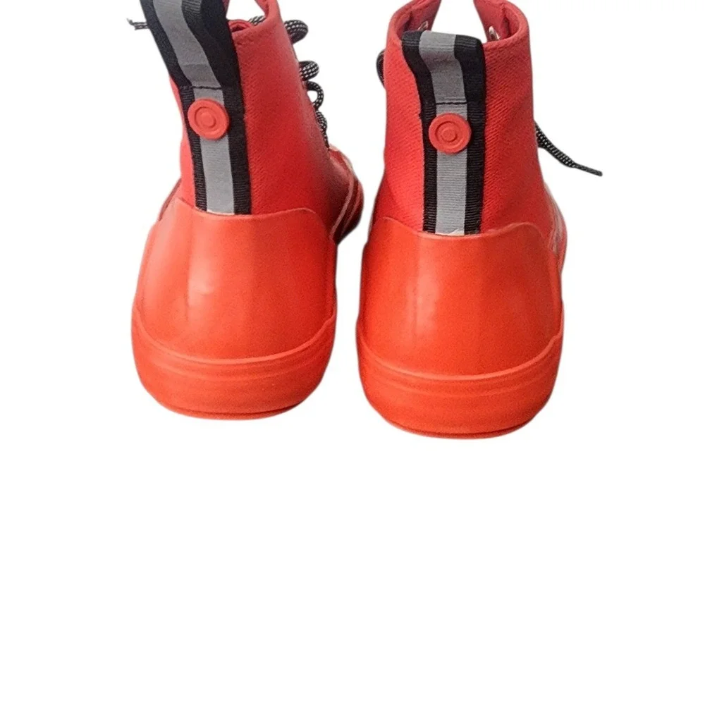 Hunter High‎ Top Rubber Boots Coral Red Lace Up Weatherproof Size W7 1/2